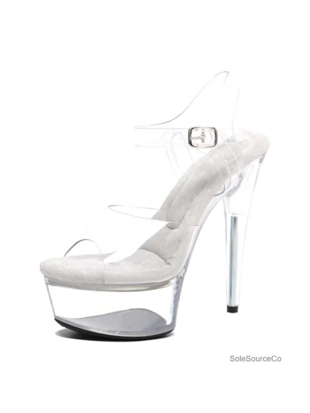 Womens 6in Clear Platform High Heels Ankle-Strap Stiletto Exotic Sandal Shoes
